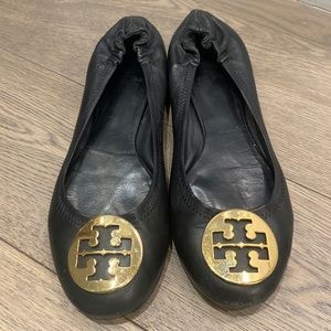 Tory Burch black ballet flats with gold hardware